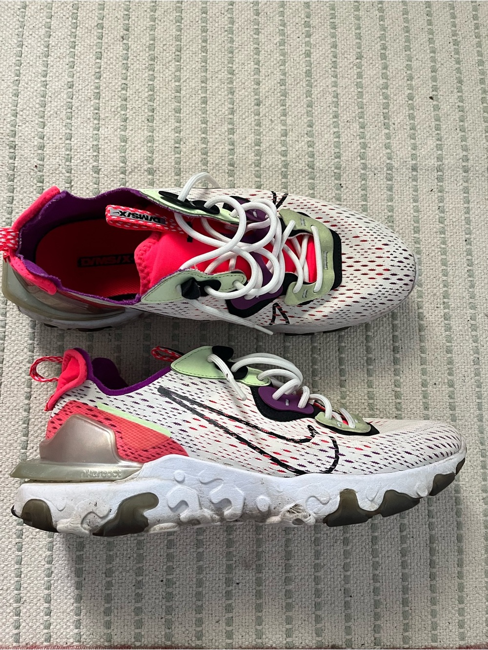 Nike Hot Pink and White React 2019 sneakers